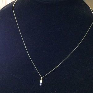 New with tags Tanzanite and Diamond Gold over 925 necklace 21 inches long
